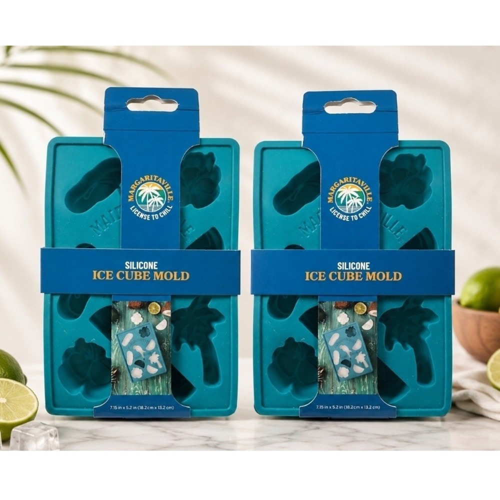 🌴Margaritaville Silicone Ice Cube Mold Set of 2 Tropical Island Shapes NEW